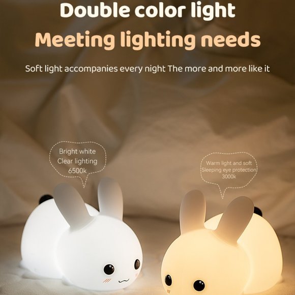 Perfect Gift Jade bunny Sleeping lamp light up silicone animal night light - Picture 16 of 16